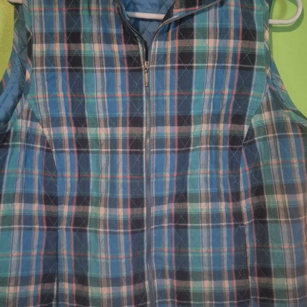 Southern Lady Blue and Green Plaid Vest